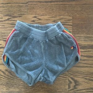 Aviator Nation Kids Gray Shorts with Rainbow Stripes